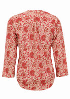 Back view of 100% cotton top with cream based floral print