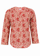 Lightweight 100% cotton long sleeve top with cream based floral print.