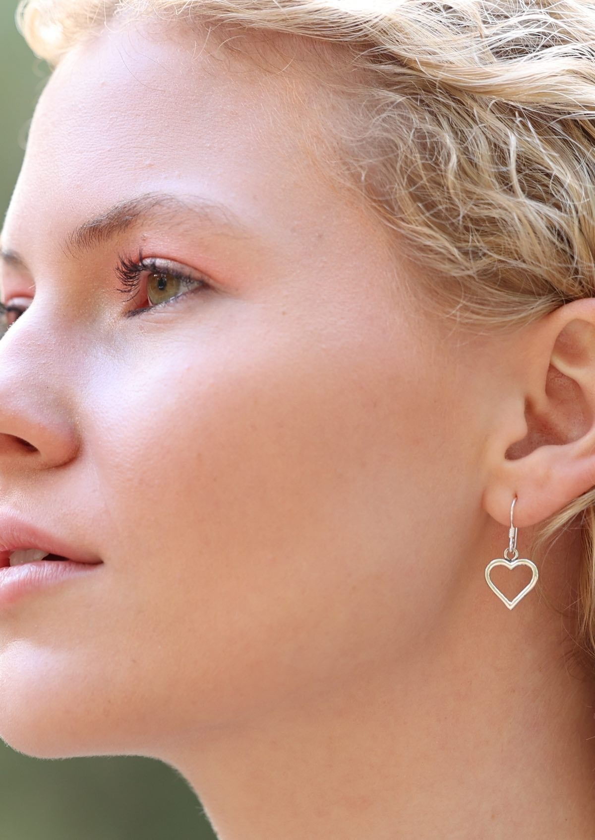 Sterling silver hook earrings with hanging heart