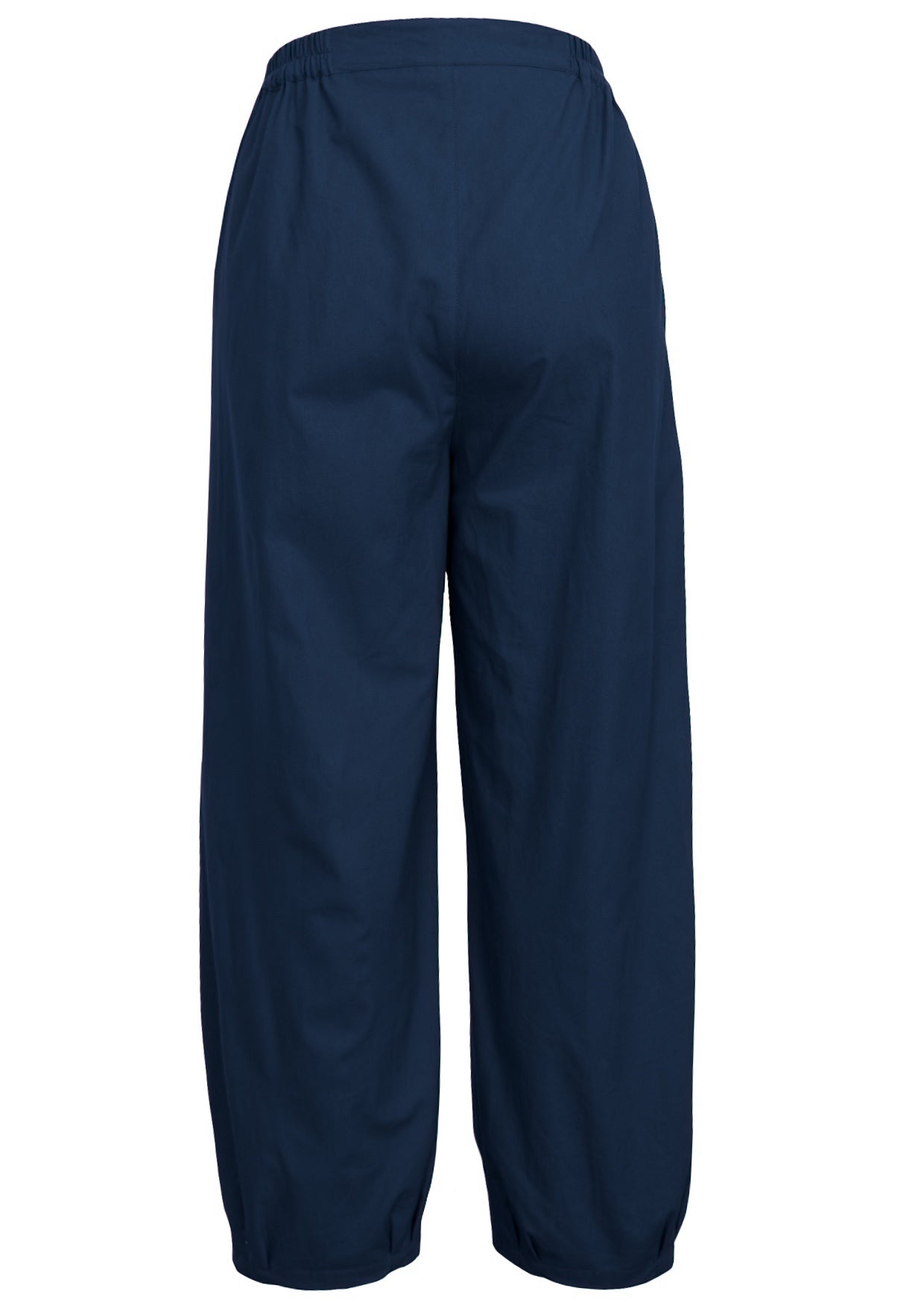 100 percent cotton wide leg harem pants with elastic waist, pockets and pleated ankles