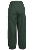 Wide leg 100% cotton harem pants with tapered and pleated ankles.