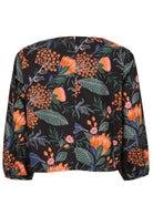 Back view of 100% cotton loose fitting top with bishop sleeves and centre back seam 