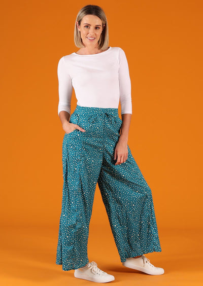 cotton wide leg pants with pockets