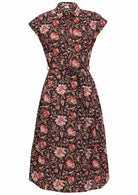 Black based traditional Indian floral print cotton dress with removable waist tie.