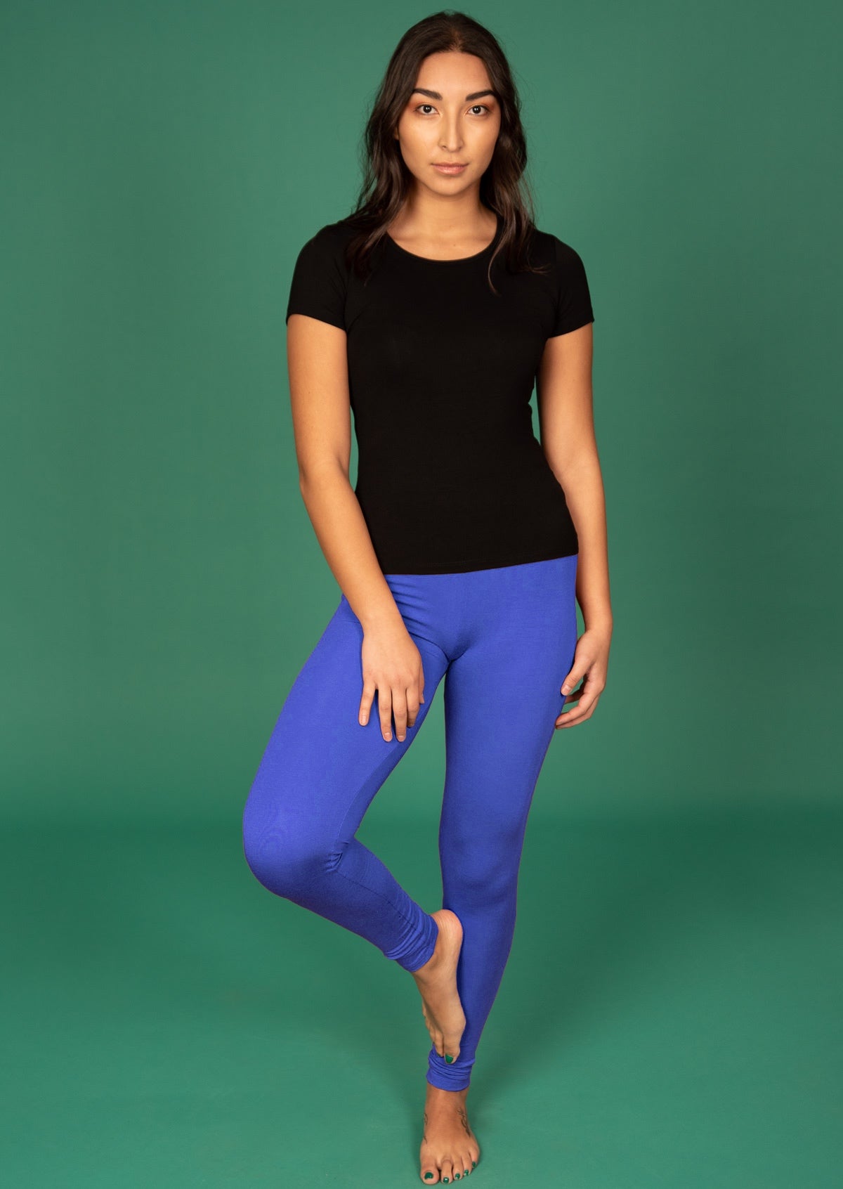 electric blue soft stretch rayon leggings