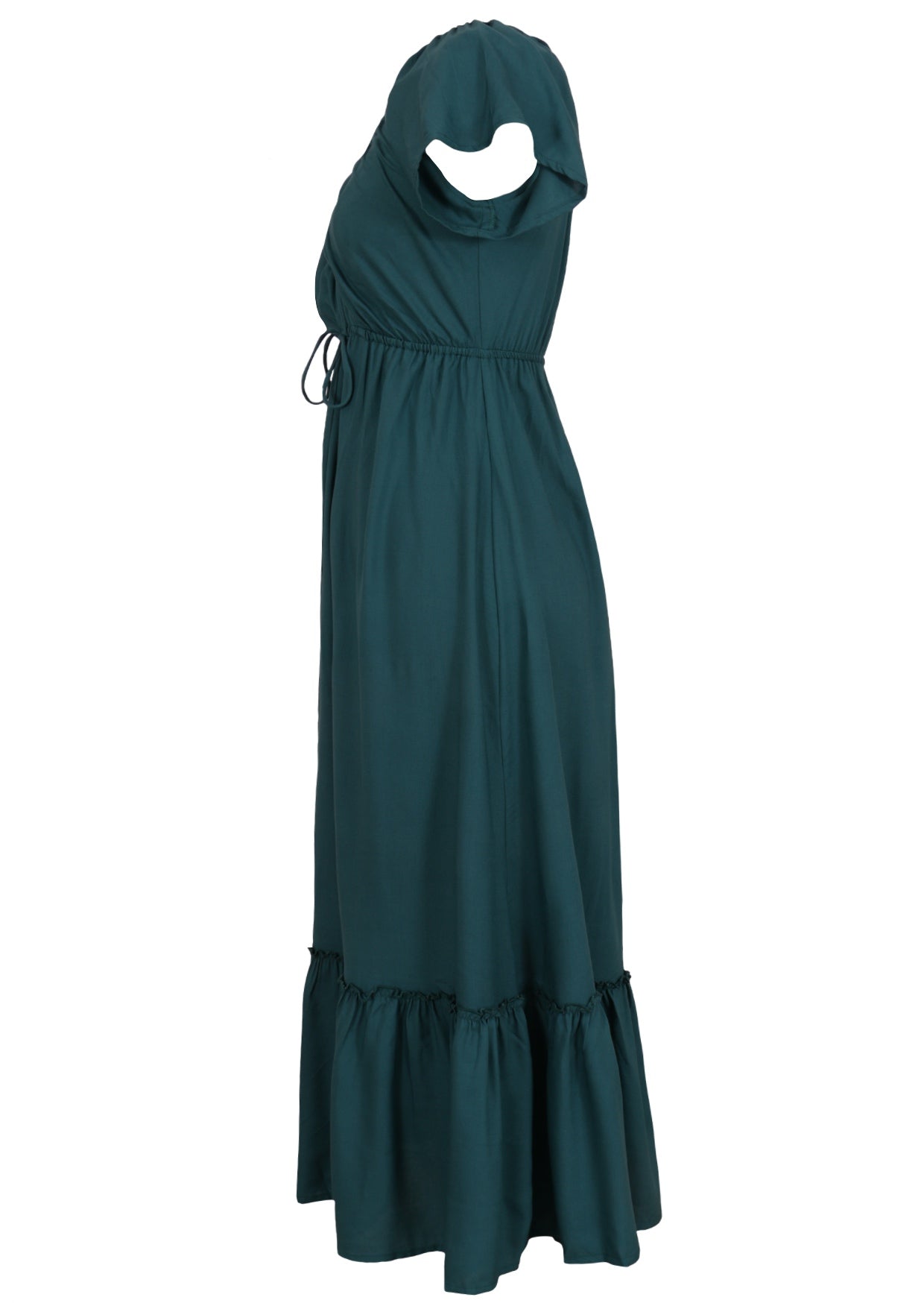 Teal long dress maxi dress on a white background