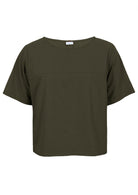 100% cotton olive green shade top with round neckline