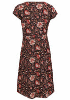 Black based traditional Indian floral print cotton dress with cap sleeves.