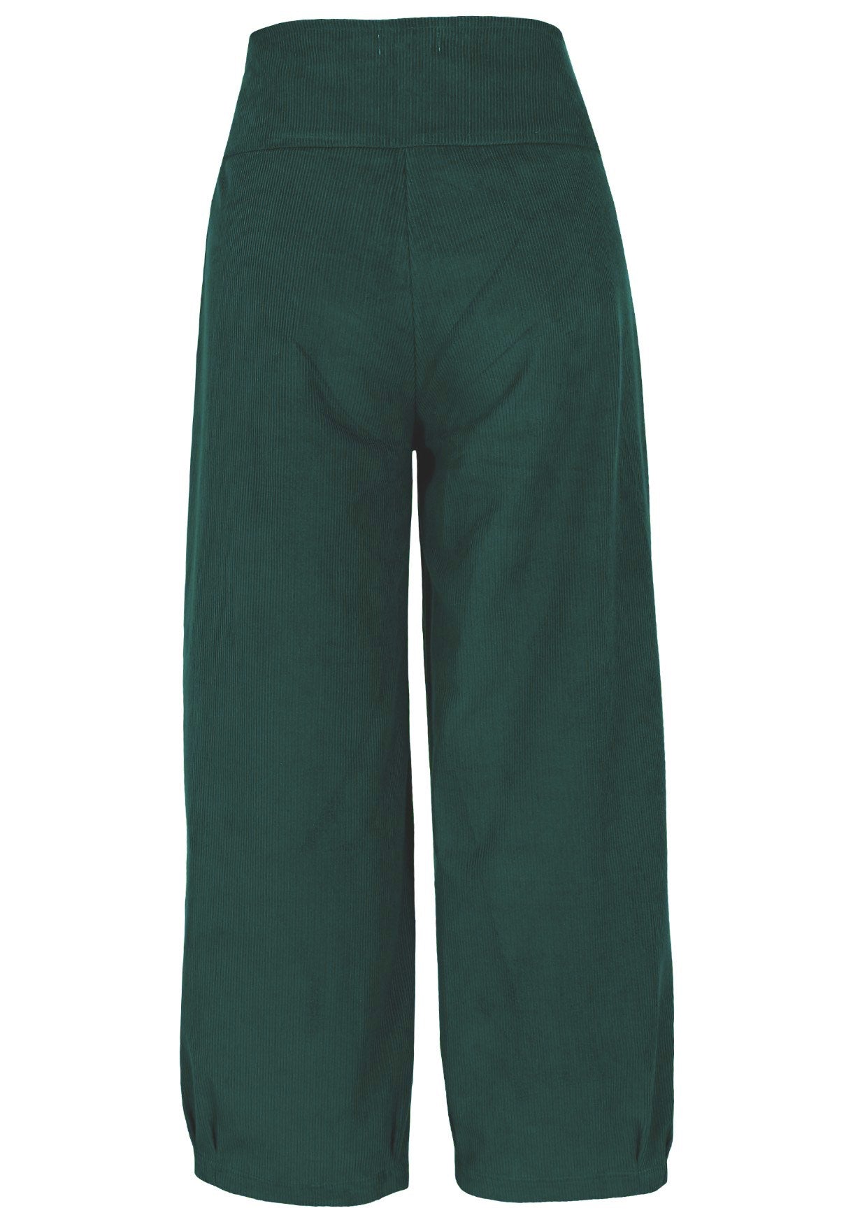 Back view of 100% cotton wide leg cotton corduroy pant in Botanical Garden with pockets.