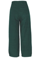 Back view of 100% cotton wide leg cotton corduroy pant in Botanical Garden with pockets.