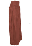 side view 100% cotton harem pants in rust shade