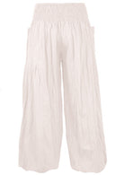 back view 100% cotton harem pants in natural white