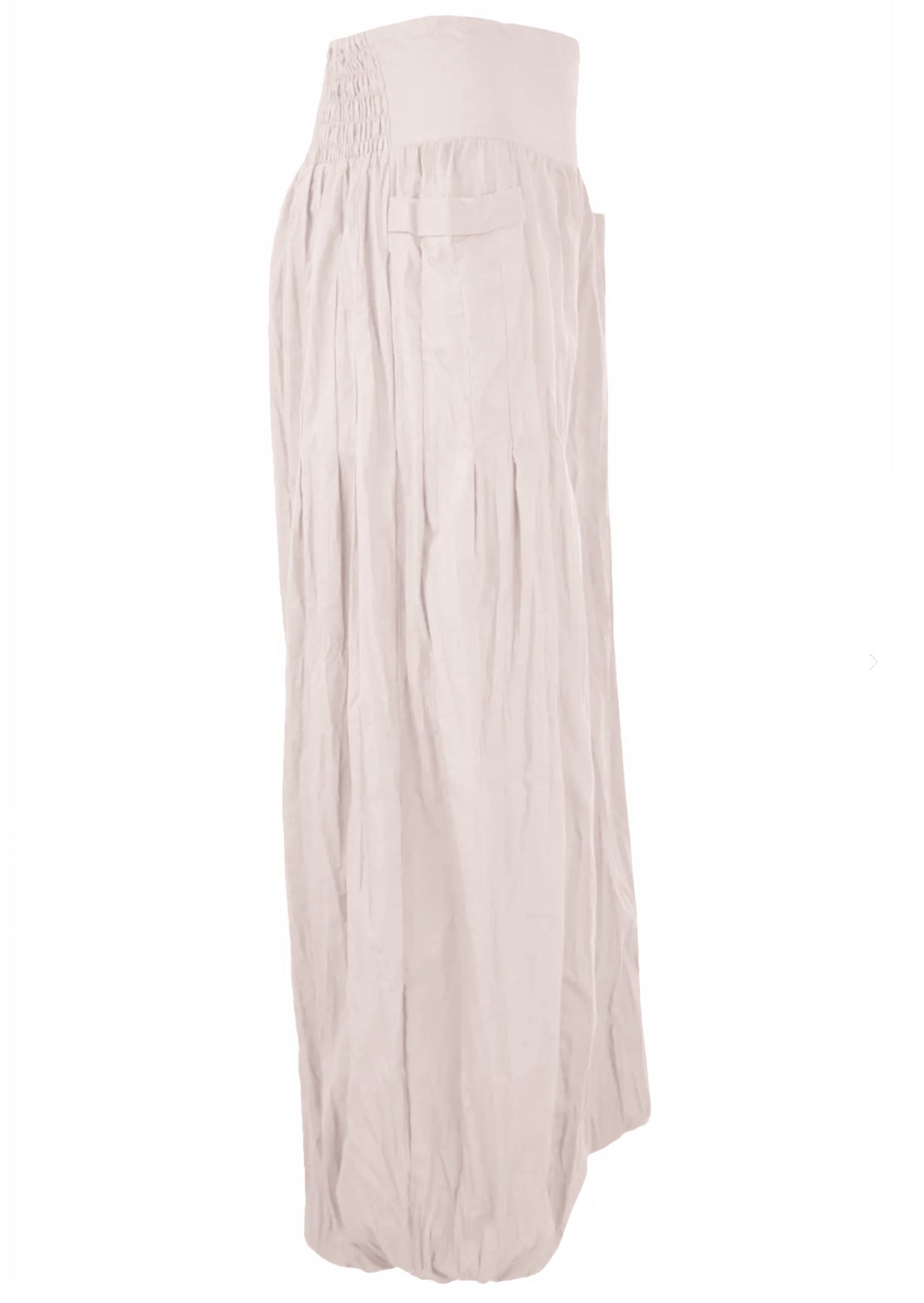 side view 100% cotton harem pants in natural white