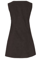 Back photo of cotton corduroy sleeveless tunic in Ganache 