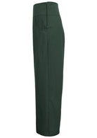 Green wide-leg full length pants with pockets and a side zip