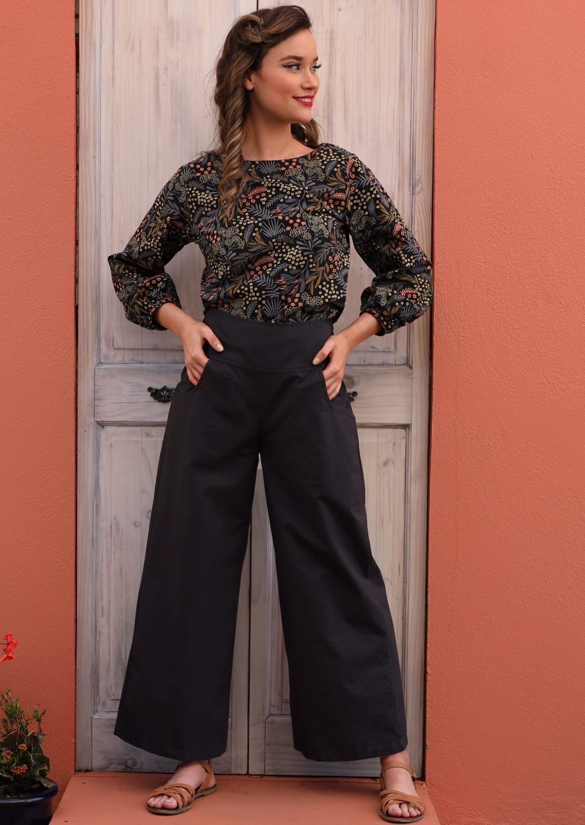 full legnth wide leg pant black