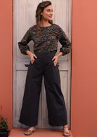full legnth wide leg pant black
