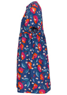 100% cotton dress with royal blue based floral print.