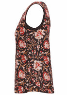 Floral print sleeveless cotton top with a hidden side zip