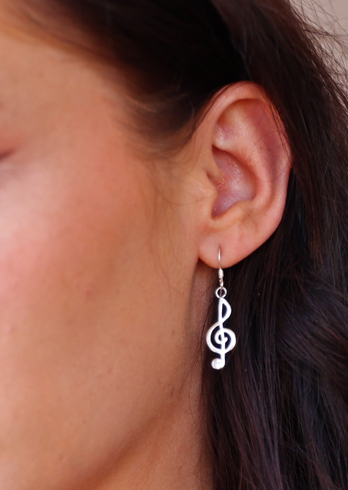 Silver Treble Clef Earrings 
