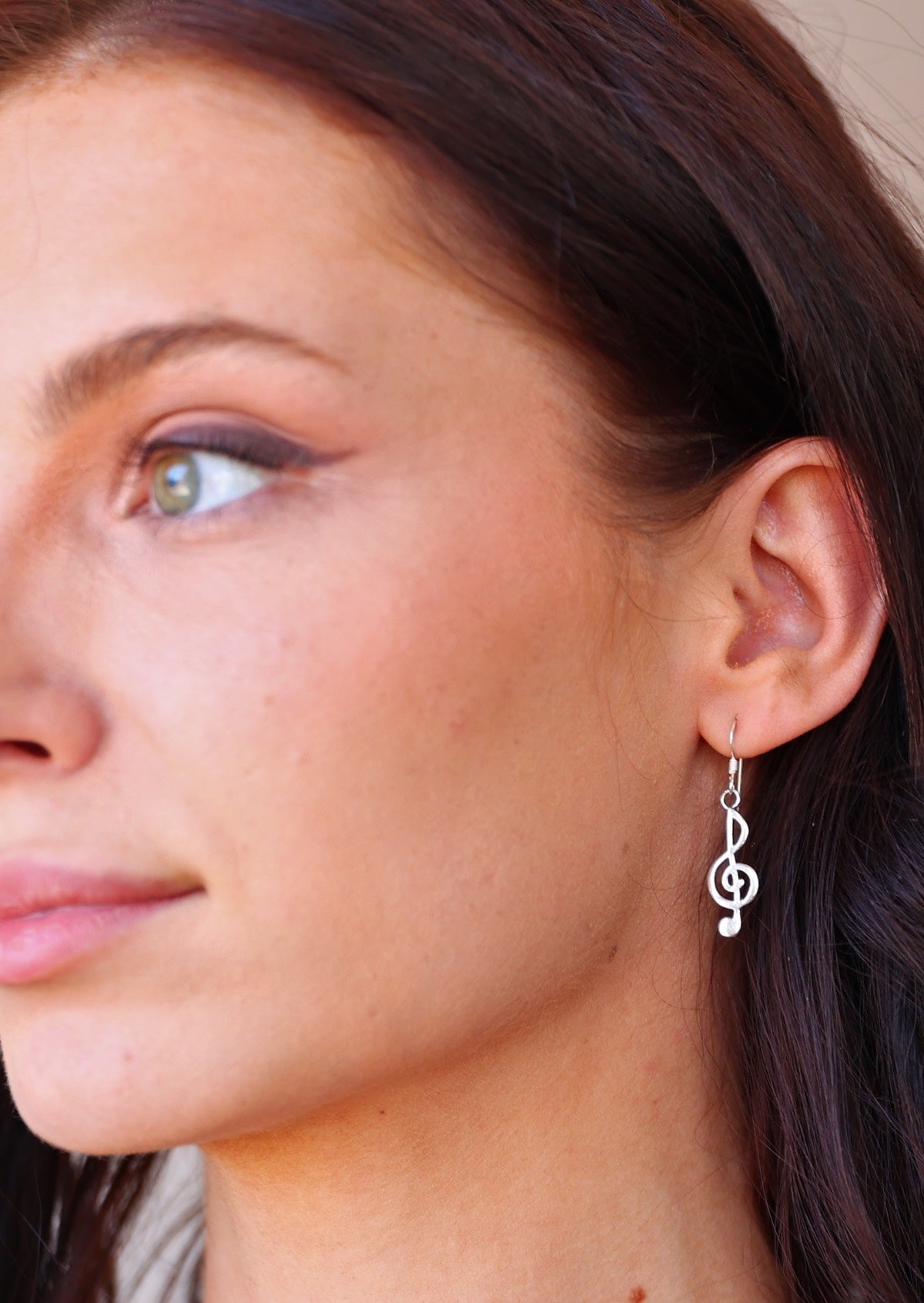 Silver Treble Clef Earrings musician gift
