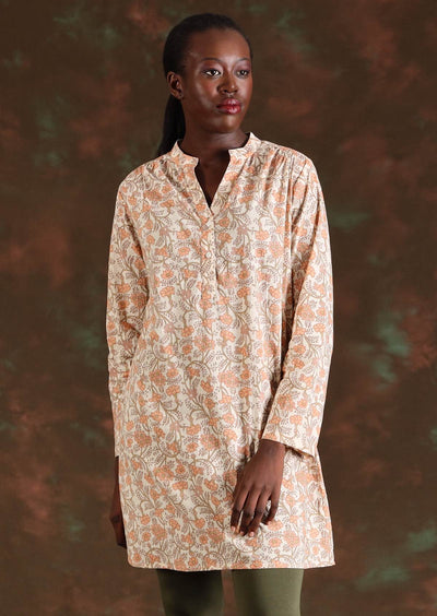 Torvi Tunic Liberty lightweight 100% cotton shirt dress with mandarin collar and buttons | Karma East Australia