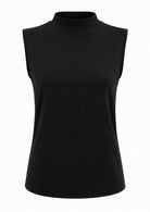 Black mock turtleneck sleeveless soft stretch rayon top