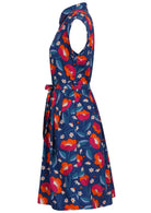 Side view cotton Ursula Dress in Joy print on mannequin