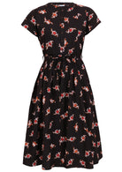 50's style cotton button through midi length dress with a waist tie