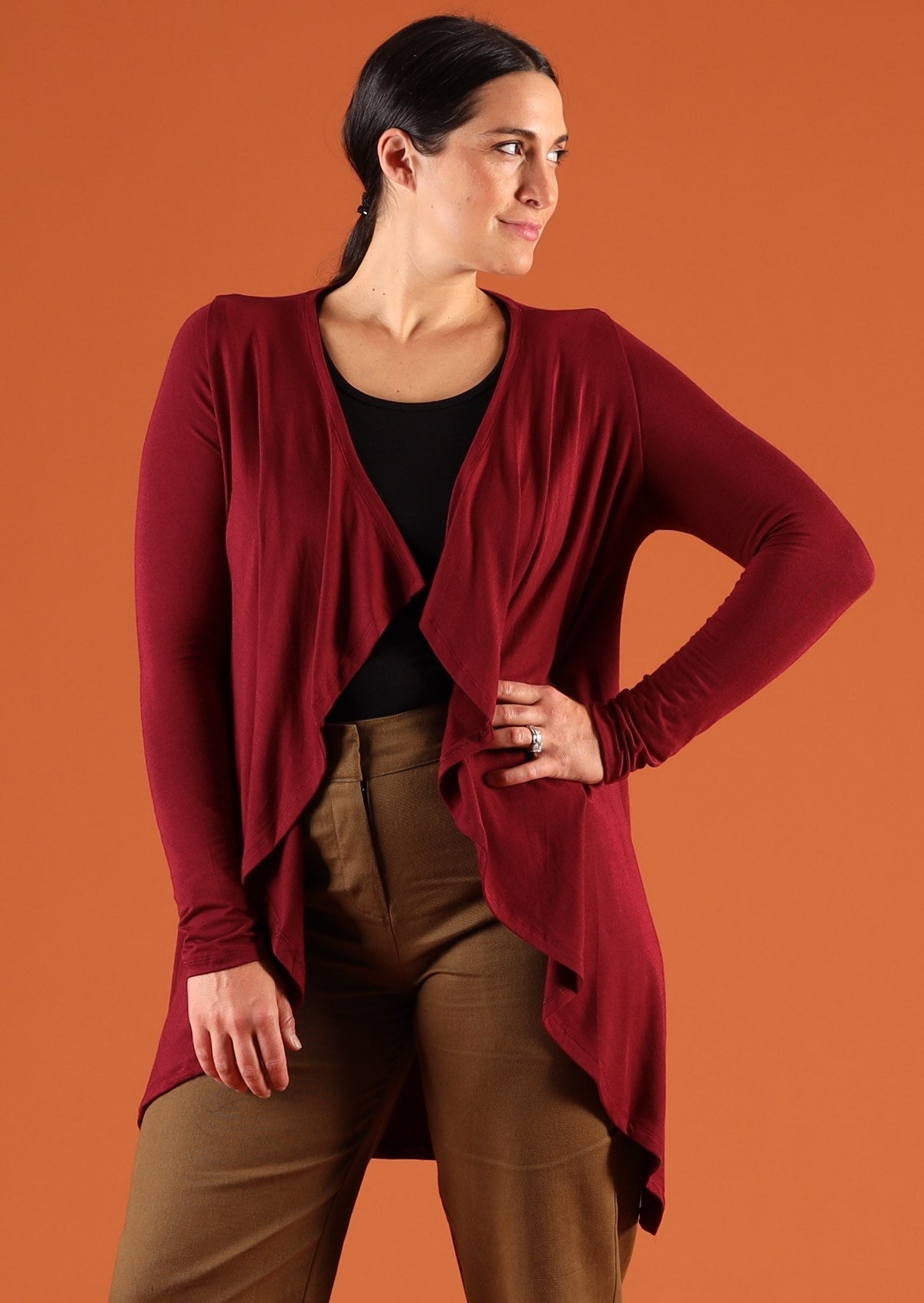 Draped neckline cardigan