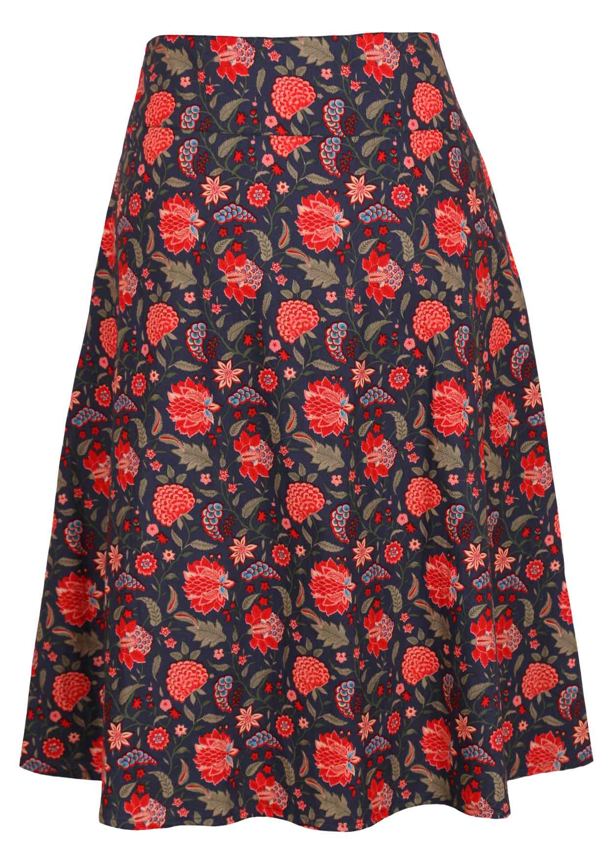 100% cotton skirt with hidden side zip and wide waistband.