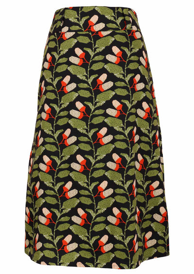 Belt Loop Skirt Oak green black cotton front mannequin pic
