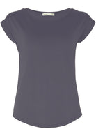Dark grey stretch rayon t-shirt with round neckline
