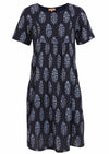 navy blue Indian cotton dress with lining and pockets