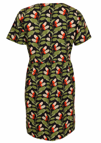 Harlow Dress Oak back mannequin pic