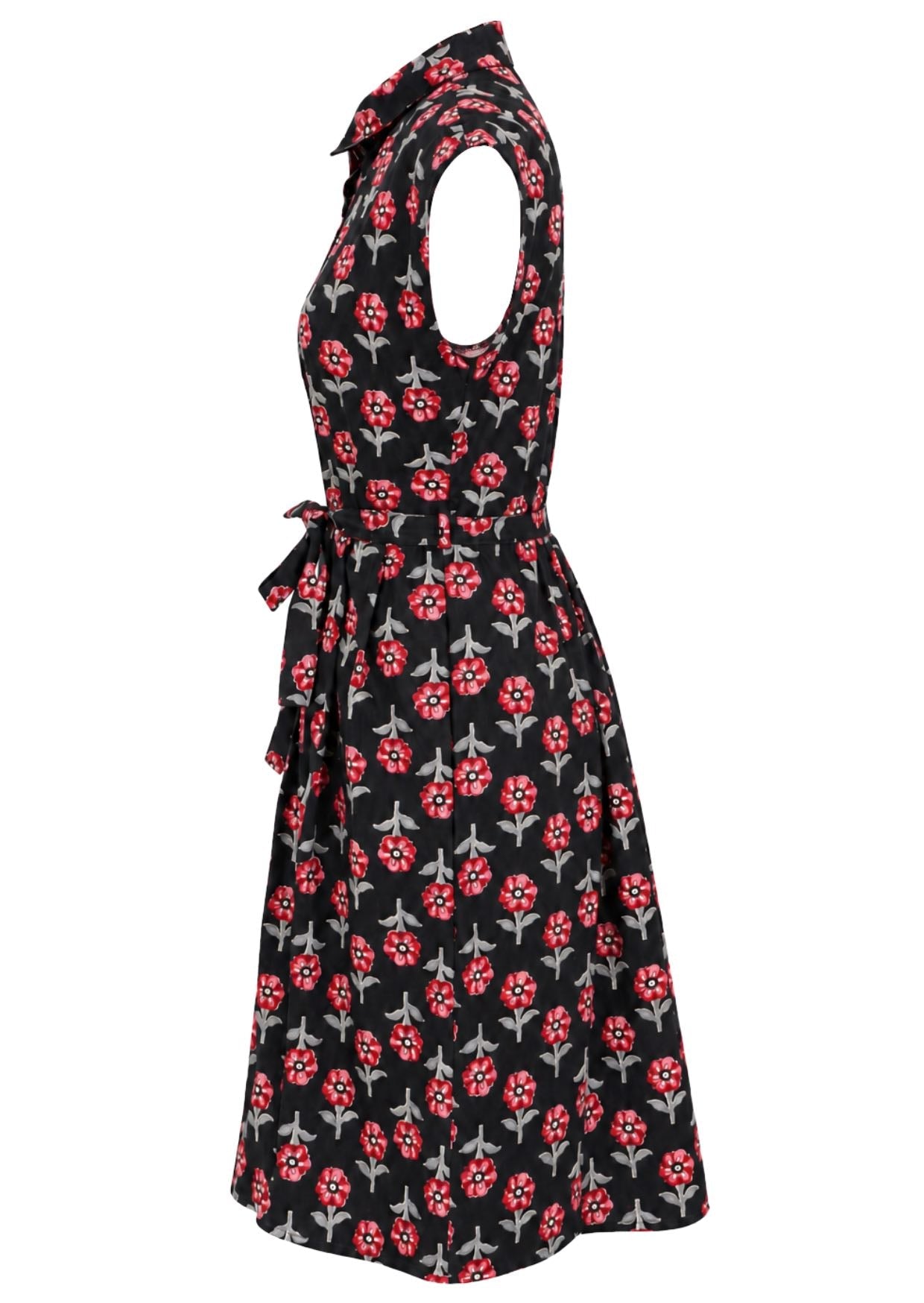 Side view cotton Ursula Dress in Folklore print on mannequin