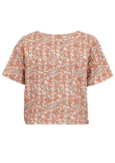 Front mannequin image of floral cotton top