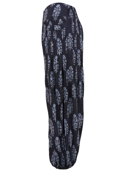 Navy Blue block print harem pants