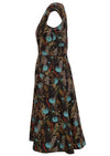 Scarlett Dress Thistle botanical print on black side Mannequin pic