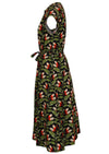 Vivien Dress Oak green black cotton side mannequin pic
