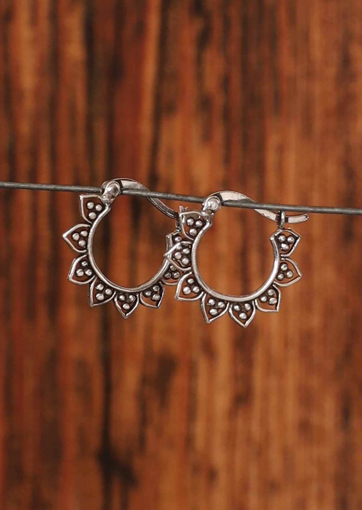 sterling silver boho petal hoop earrings Australia