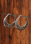 sterling silver thick hoop earrings heart filagree Australia