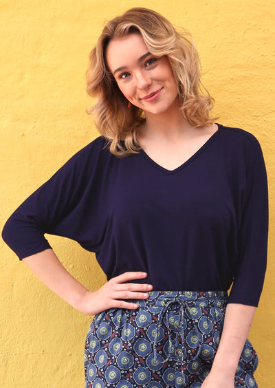 v-neckline basic women's top
