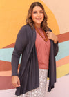 long sleeve stretch rayon cardigan grey