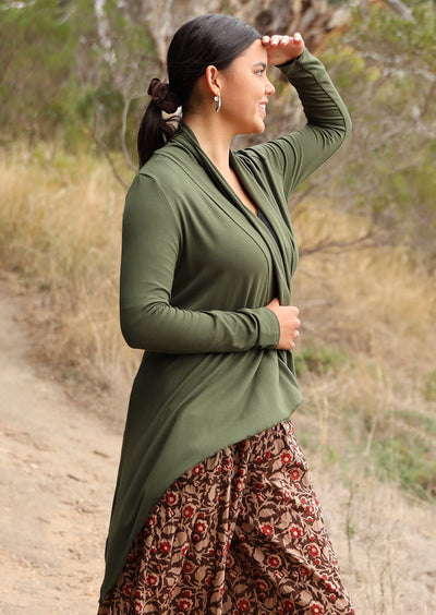 long sleeve cardigan olive green