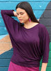 batwing basic long sleeve top purple