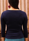 navy blue 3/4 sleeve women's basic top