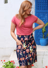 knee length cotton skirt with pockets