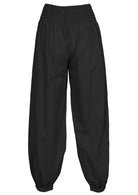 back view shirred back of waistband pant