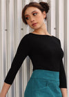 round neck soft stretch top black